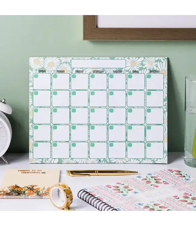 Green Daisy Undated Monthly Planner - 15 Pg Notepad