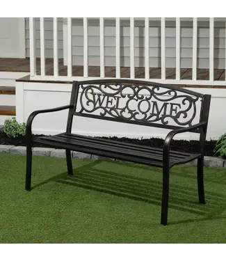 Hi-Line Gift Ltd. GARDEN BENCH - BZ COLOR - WELCOME BACKREST