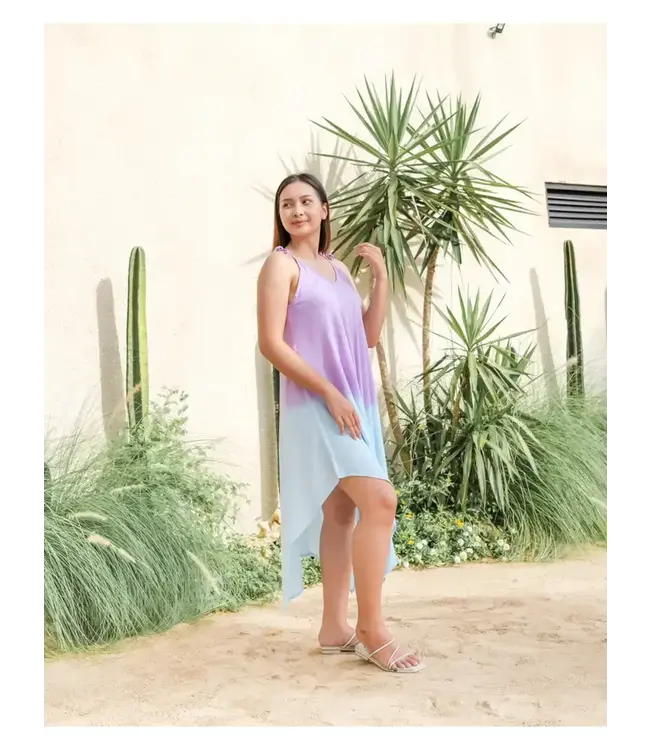 Handkerchief Dress - Mixed Two Colour Ombre - Lilac