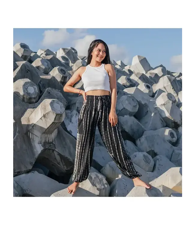 Black & White Tie Dye Bali Pants