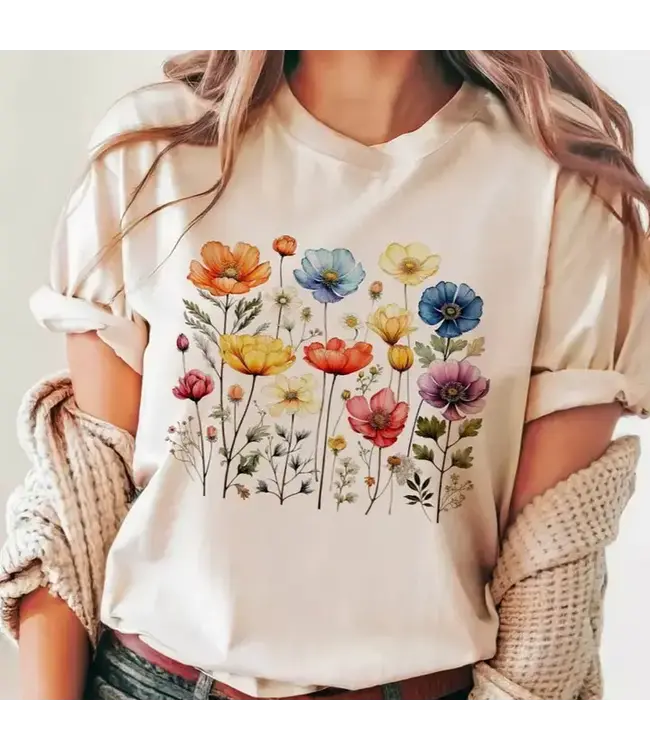 Summer Flowers T-Shirt Cream/Sand