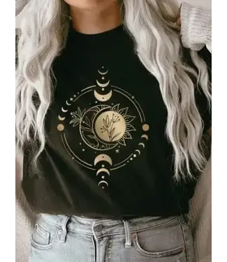 STRONG N FREE CDN Celestial Moon & Sun T-Shirt Black