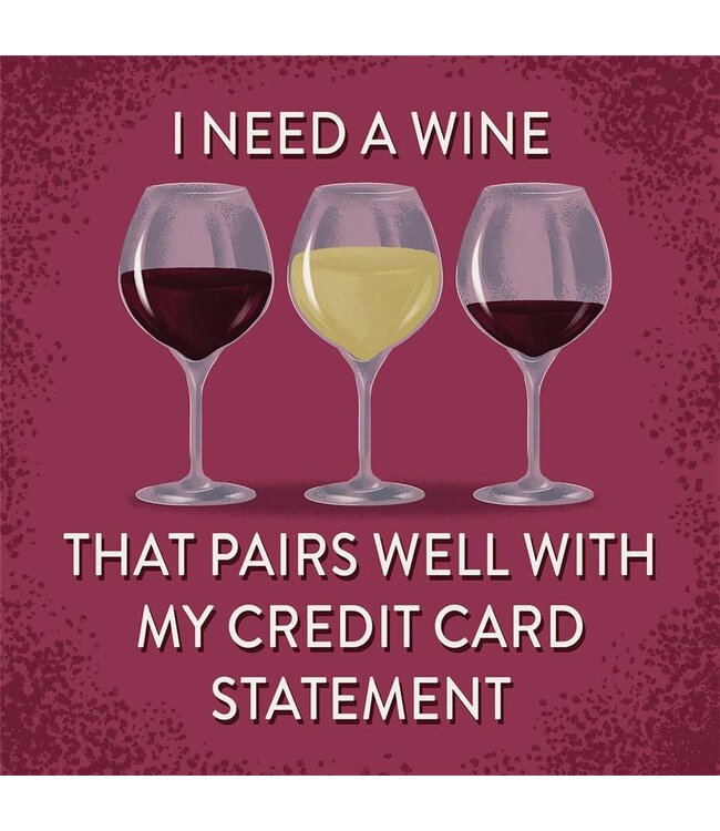 Coaster 4" Sq Credit Card Wine