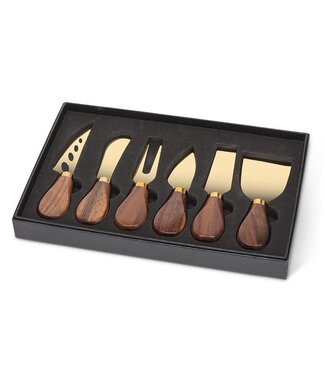 Abbott Collection Walnut Handled Cheese Knives. Set of 6