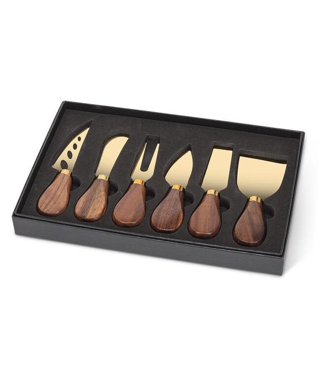 Walnut Handled Cheese Knives. Set of 6