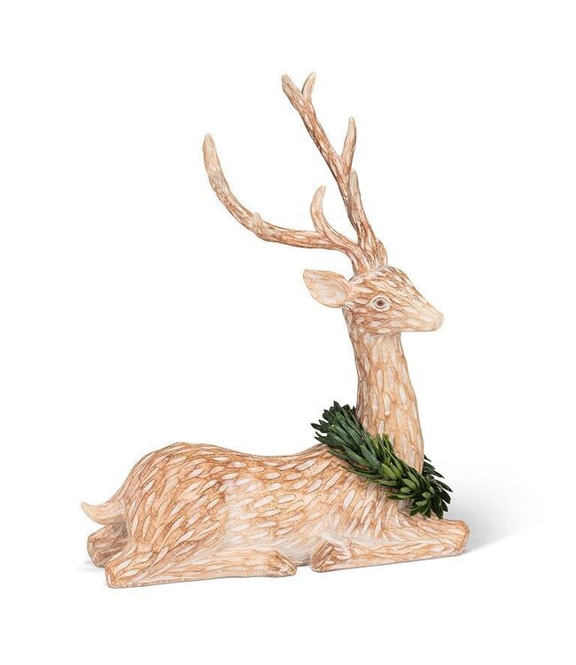 Laying Deer with Wreath
