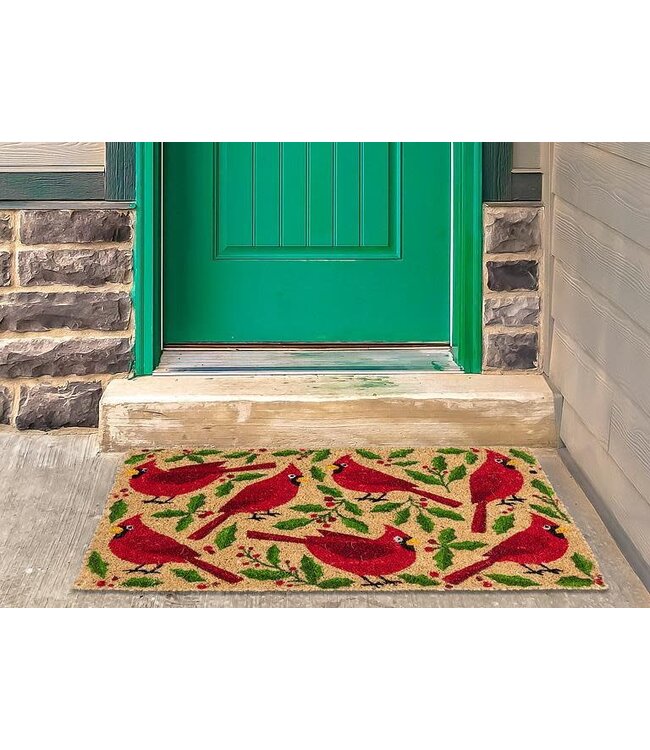 Cardinals & Holly Doormat