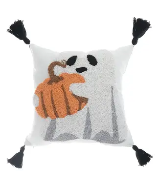 IH Casa Decor Cotton Embroidered Cushion (Ghost with Pumpkin)