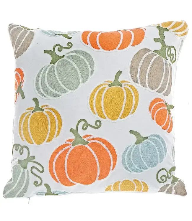 Cotton Embroidered Cushion (Pumpkins)