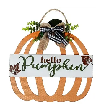 IH Casa Decor Wooden Cut Out Pumpkin Hanger (Hello Pumpkin)
