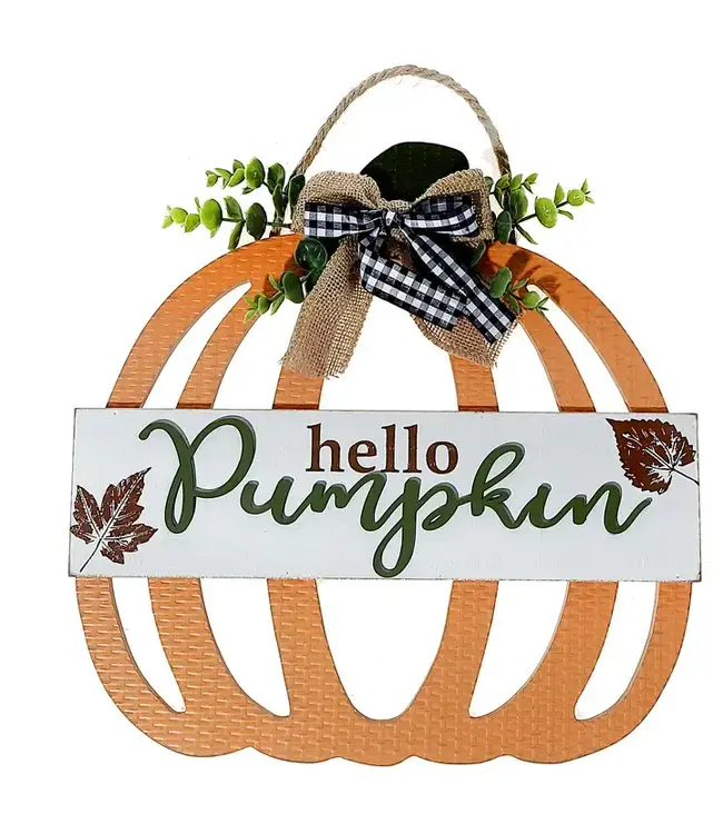 Wooden Cut Out Pumpkin Hanger (Hello Pumpkin)