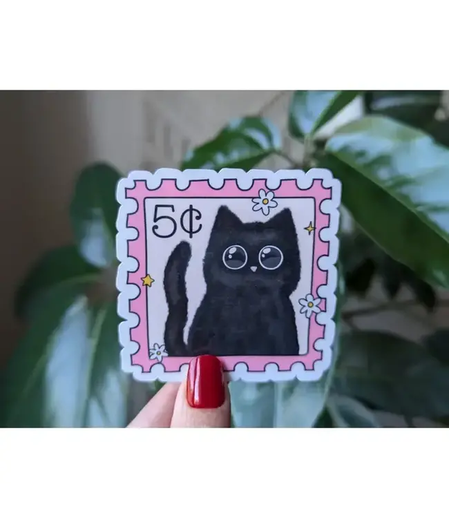 Black Cat Stamp Vinyl Sticker