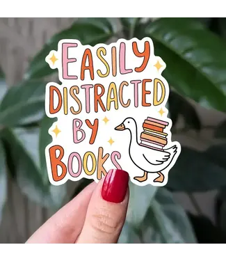 Moonlit Creations Easily Distracted by Books Vinyl Sticker