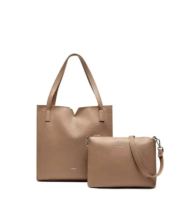 Alicia II - Recycled Vegan Tote - Latte Pebbled