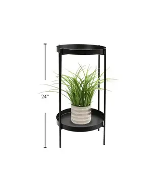 Truu Design 2-Tier Metal Plant Stand, Black
