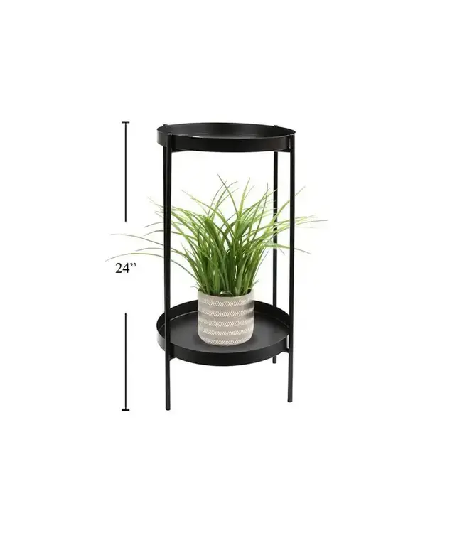 2-Tier Metal Plant Stand, Black