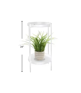 Truu Design 2-Tier Metal Plant Stand, White
