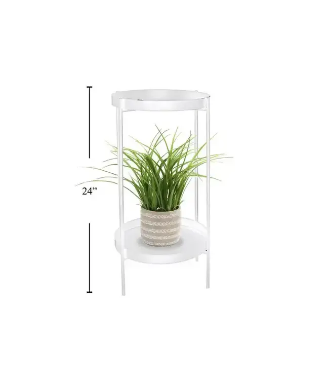 2-Tier Metal Plant Stand, White