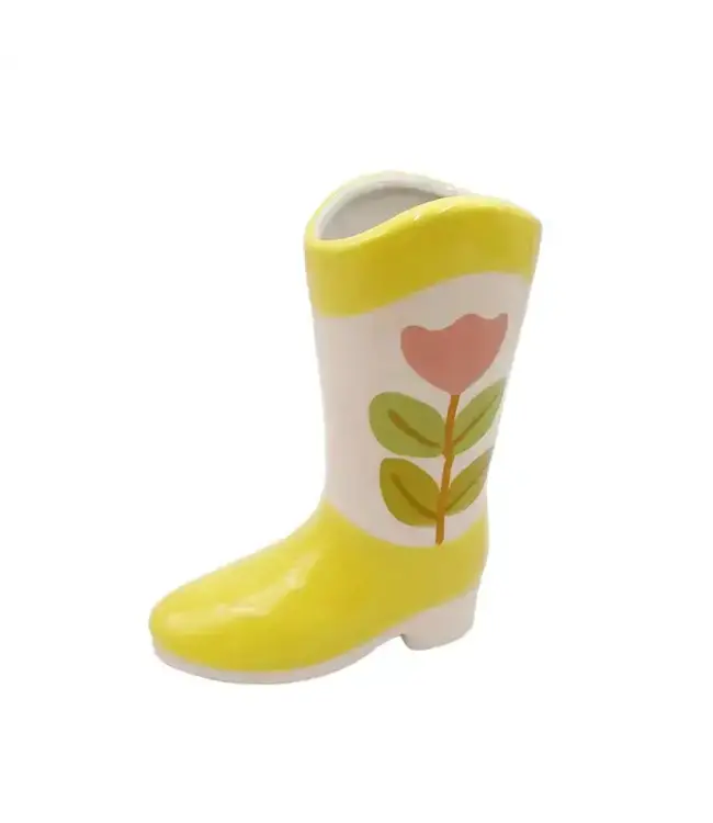 Cowboy Boot Ceramic Vase