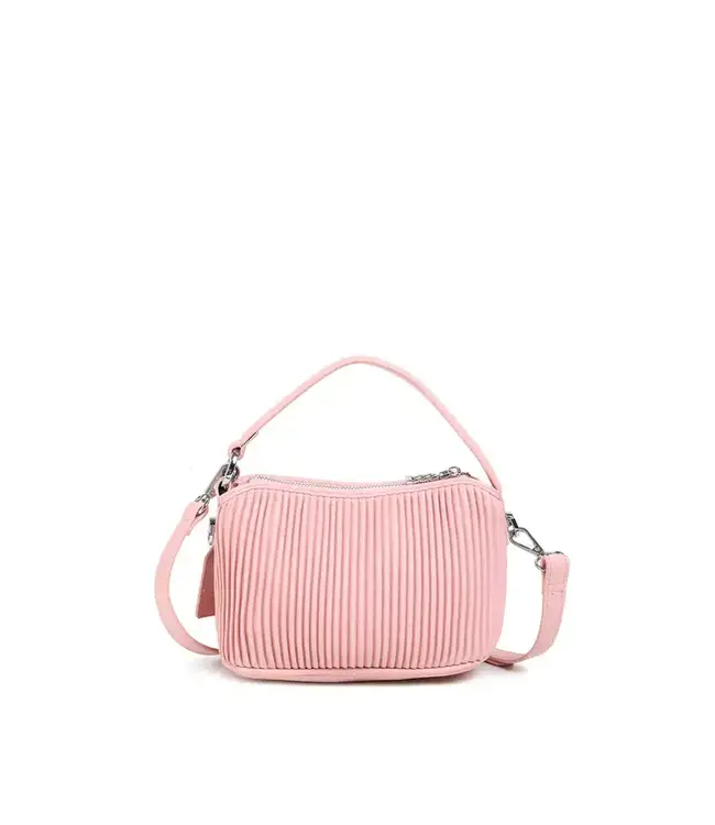 Ella Crossbody - Recycled Vegan Bag - Light Pink Pleated