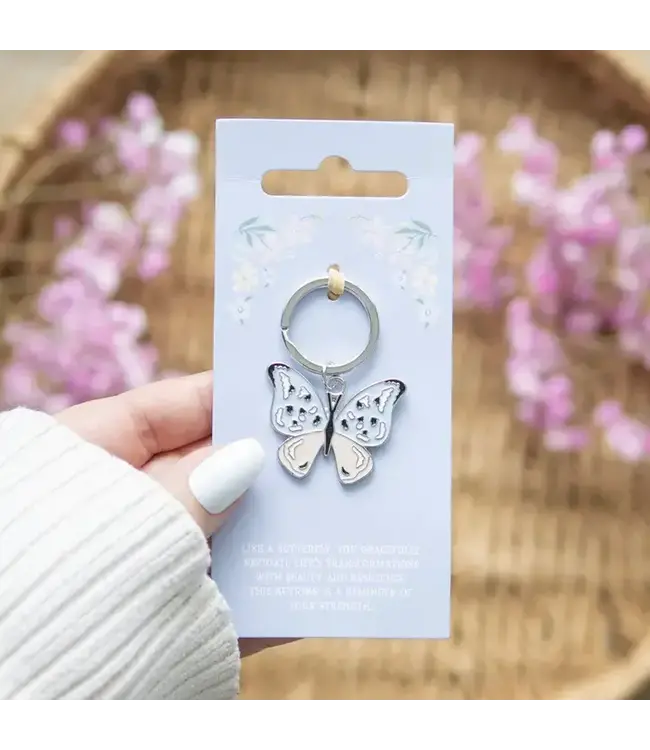 Blue and Silver Butterfly Keyring