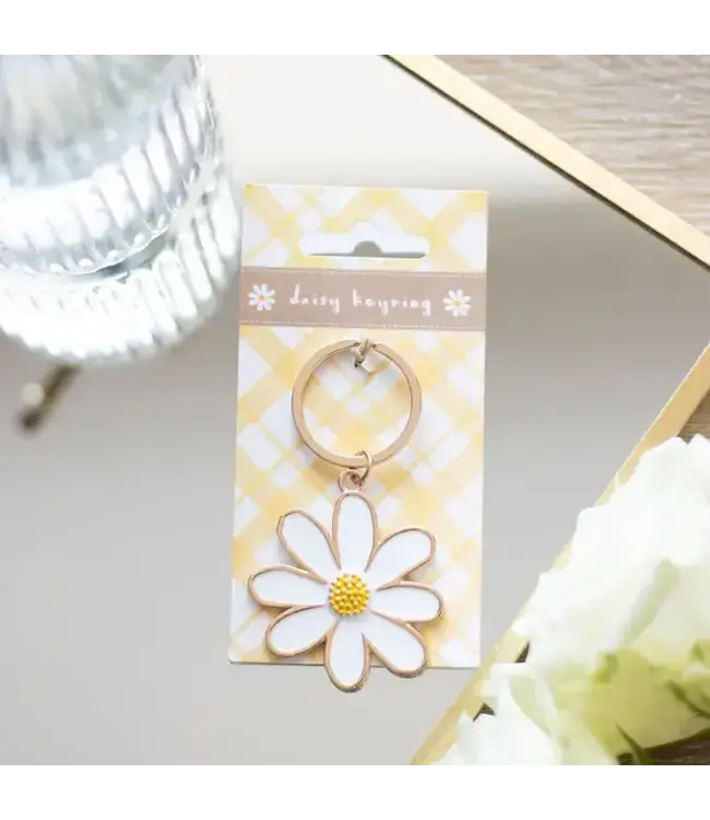 Daisy Flower Enamel Keyring