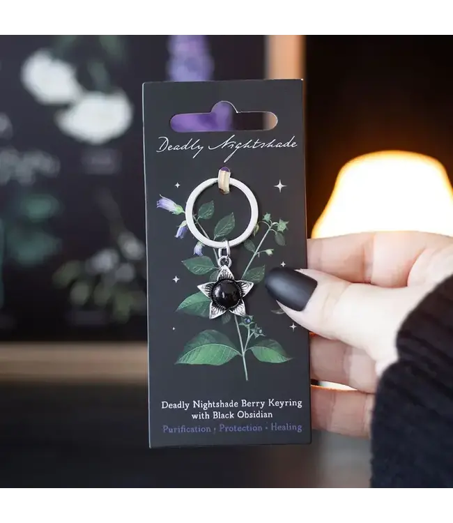 Deadly Nightshade Gothic Keyring with Black Obsidian