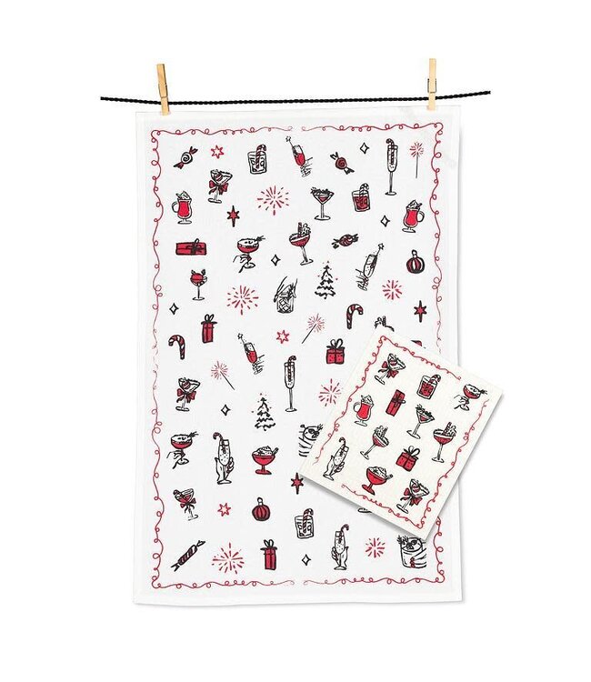 Cocktails Dishcloth & Kitchen Towel Set