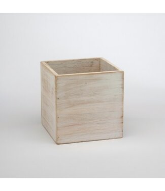 Livingstone Whitewash 5"H × 5"SQ Wood Cube w/Liner