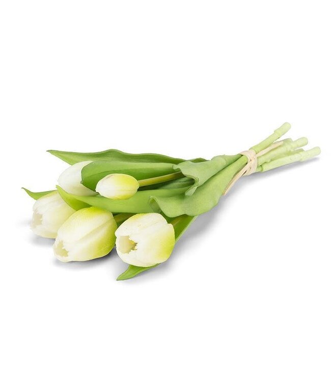 Lifelike 5 Stem Tulip Bunch - White