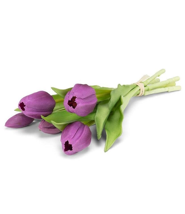Lifelike 5 Stem Tulip Bunch - Purple