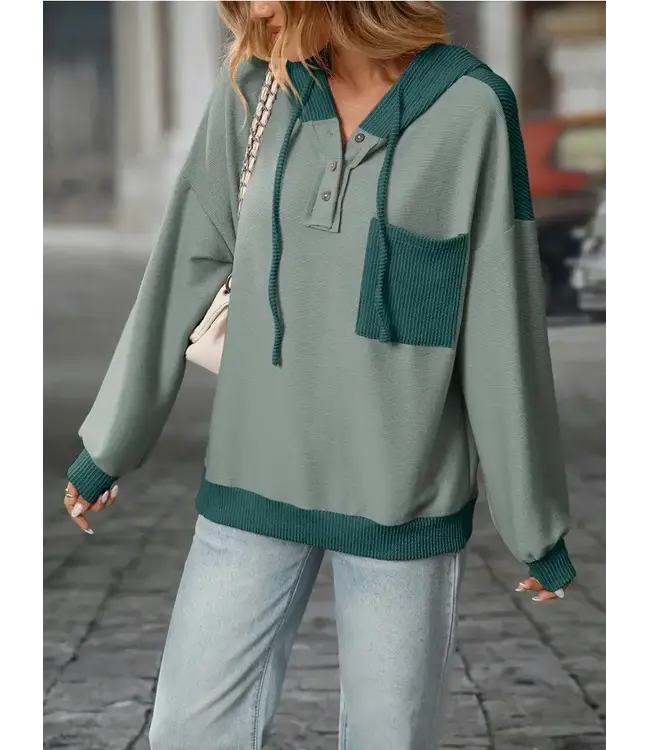 Color Blocking Hooded Sweatshirt