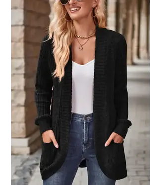 Wholesalesir Solid Pit Stripe Casual Long Sleeved Cardigan Jacket