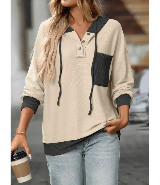 Color Blocking Hooded Sweatshirt