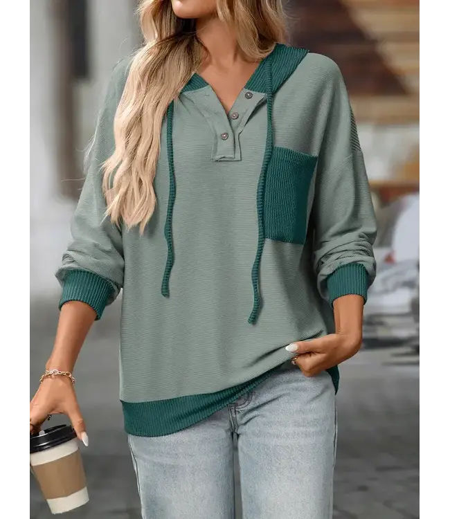 Color Blocking Hooded Sweatshirt