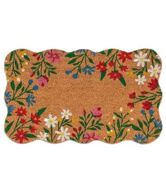 Abbott Collection Floral Border Scallop Doormat
