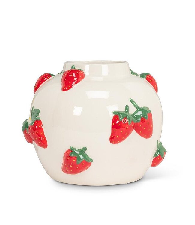 Large Round Vase with Strawberries