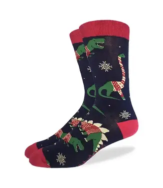 Good Luck Sock Men's Christmas Sweater Dinosaurs Socks