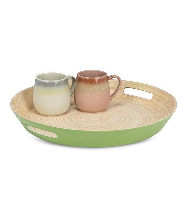 Round Tray with Handles - Green