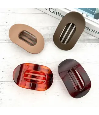 SoapElenGlen Solid Color Flat Oval Hair Clip