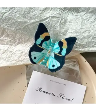 SoapElenGlen Colorful Butterfly Claw Clip - Large Black/Blue