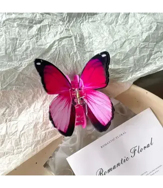 SoapElenGlen Colorful Butterfly Claw Clip - Large Black/Pink