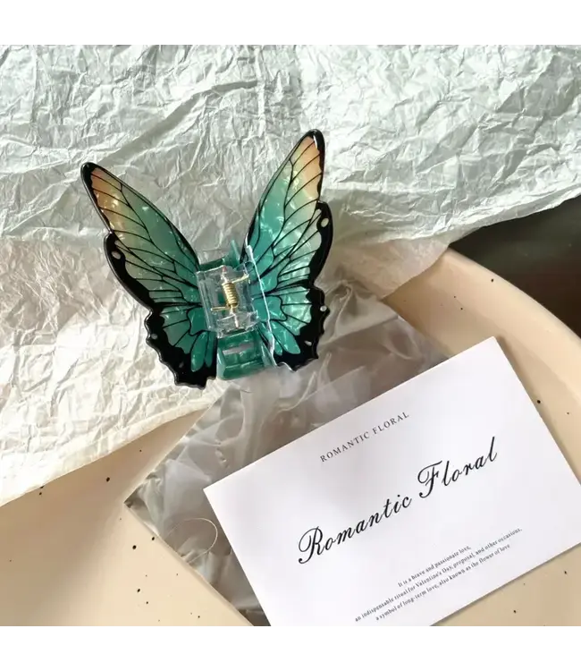 Colorful Butterfly Claw Clip - Medium Blue/Green