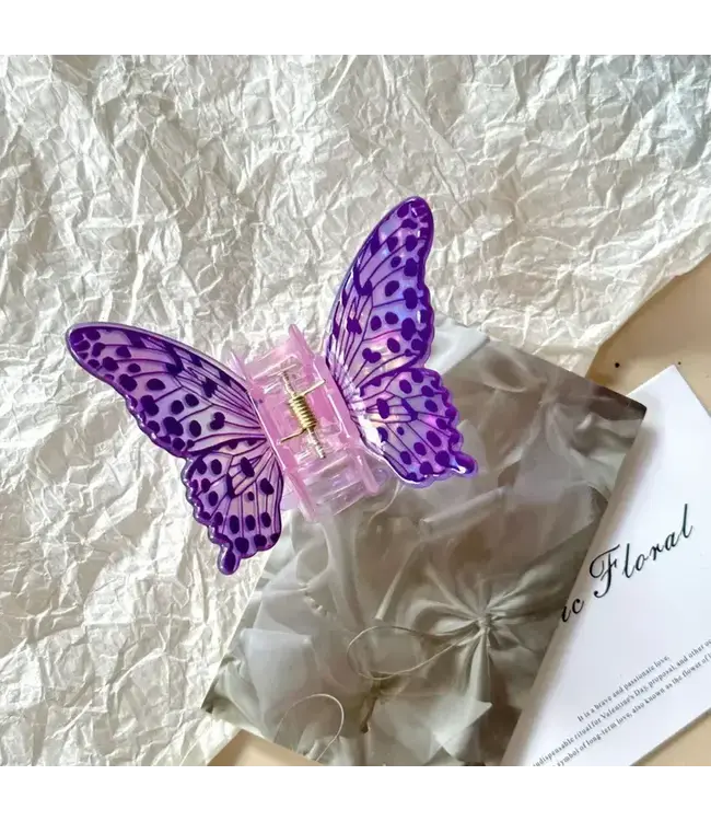 Colorful Butterfly Claw Clip - Small Purple