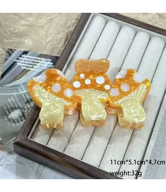 SoapElenGlen Triple Mushroom Large Hair Claw Clip - Yellow