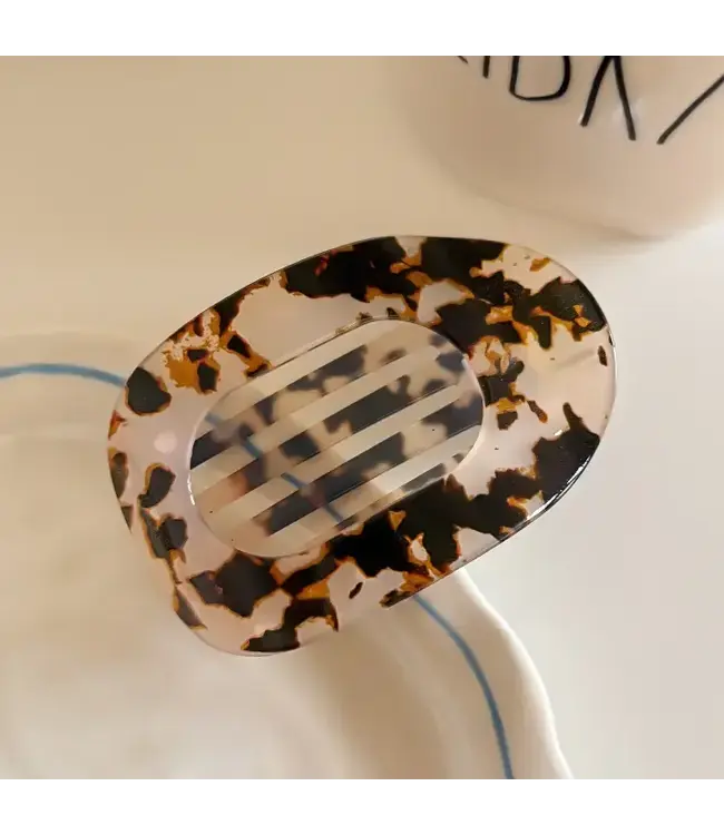 Oval Tortoise Print Hair Claw Clip