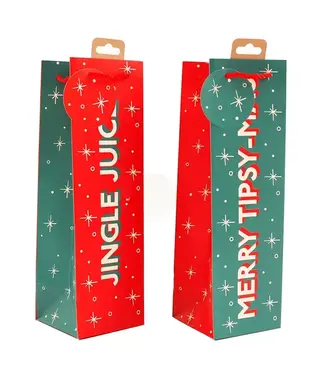 Something Different Wholesale Christmas Typography Bottle Gift Bag