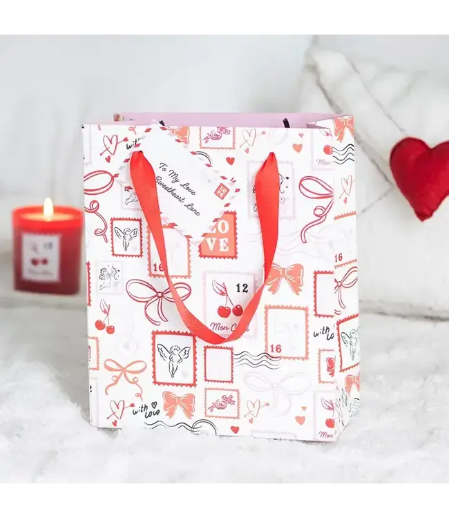 Valentine Postage Stamp Print Gift Bag