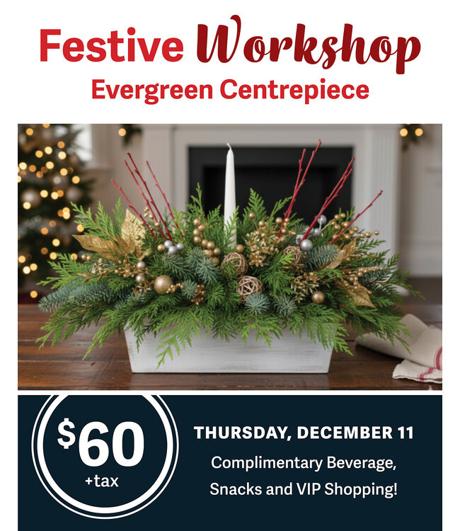 Festive Workshop - Evergreen Centrepiece - December 11 (DEPOSIT ONLY)