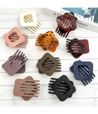 SoapElenGlen Solid Matte Square Hollow Hair Clip